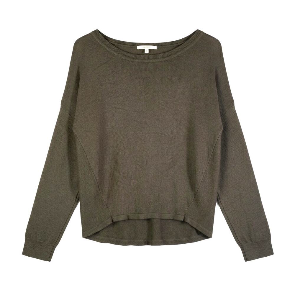 Pink Rose Womens Scoop Neck Sweater Olive Green Minimalist Grunge Casual Comfort